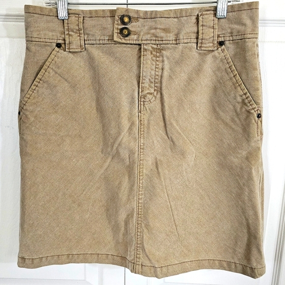 Gap 90s Y2K Rubbed‎ Denim Mini Pencil Skirt XS/S Khaki Tan Retro Office Indie - Picture 1 of 6